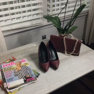 Burgundy purse with matching shoes 2 for one price